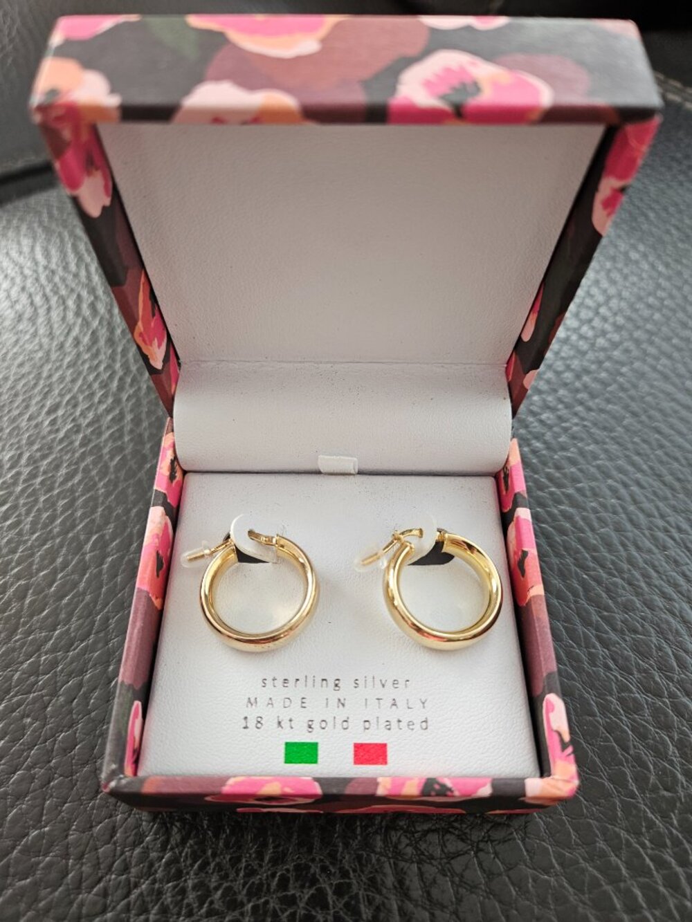 Mia Fiore Pierced Earring Sterling Silver 18 KT Gold Plated Made In Italy